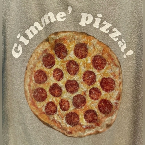 Rare Wildfox “Gimme’ Pizza!” Light Gray Sweatshirt XS - Picture 2 of 4